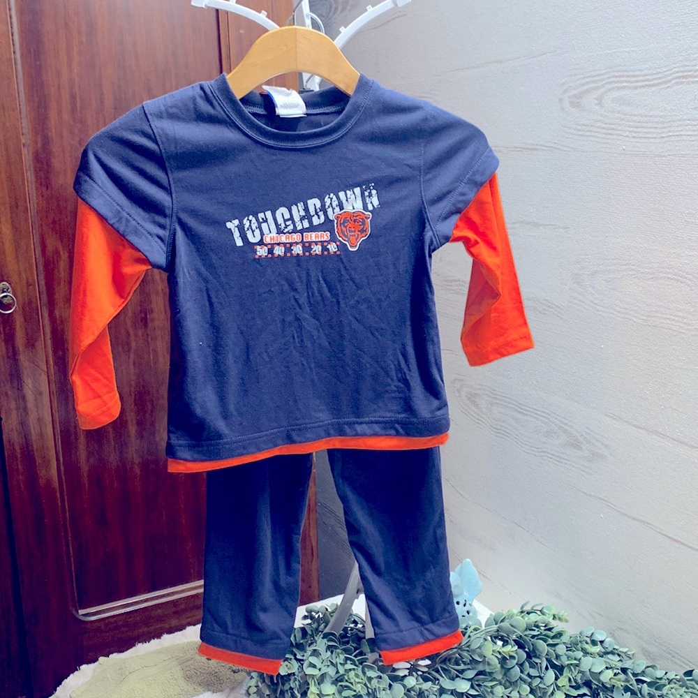NWT Kids NFL Chicago Bears pajama jammies shirt and pants. Blue orange size 4-5